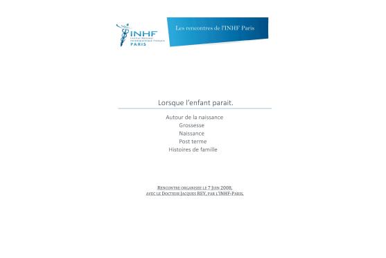 Lorsque l'enfant paraît